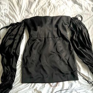 HOUSE OF CB- MARISA BLACK SATIN CORSET DRESS